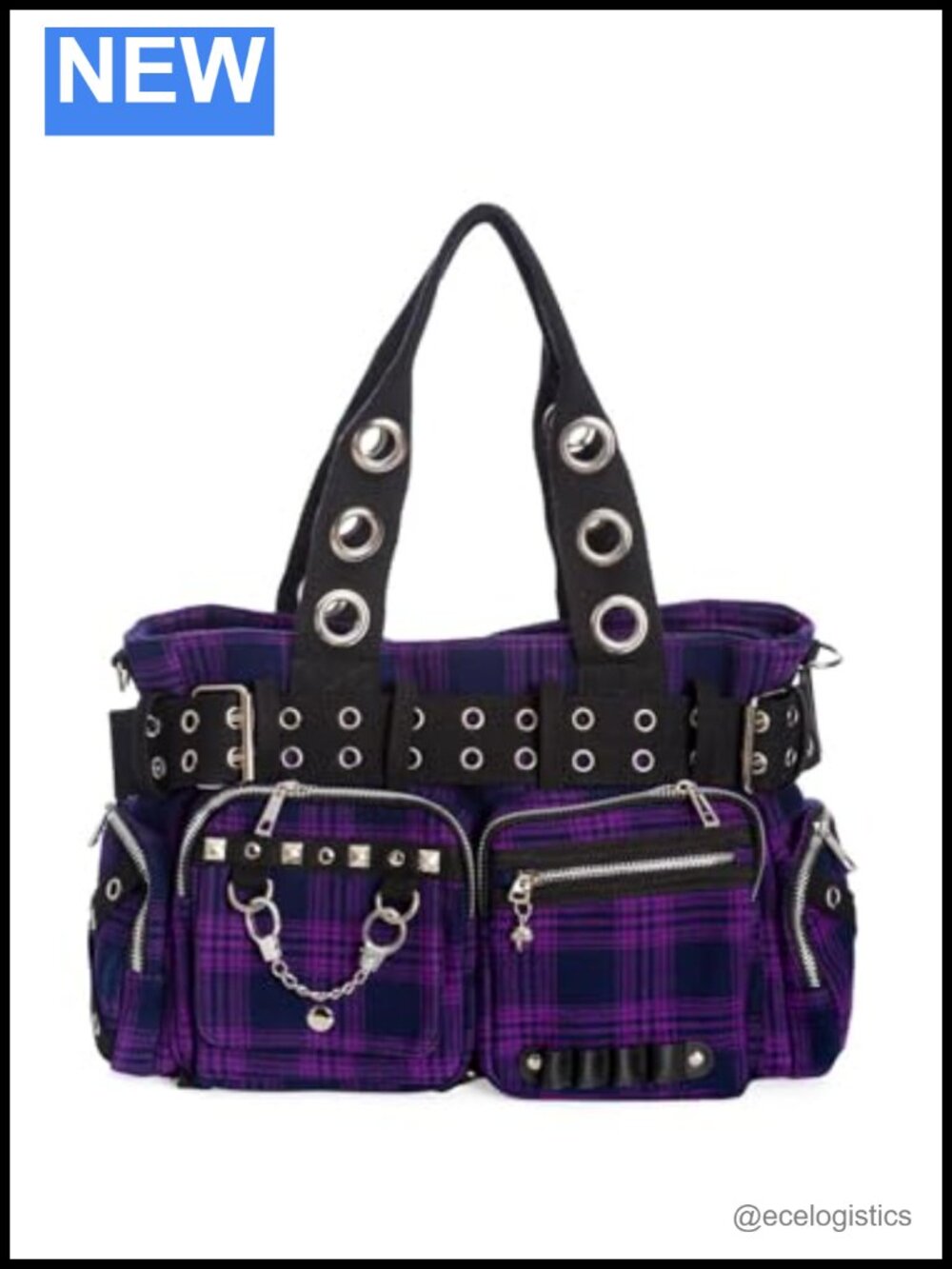 Hobo Handbag with Detachable Strap, Zippered Compartments & Skull Design